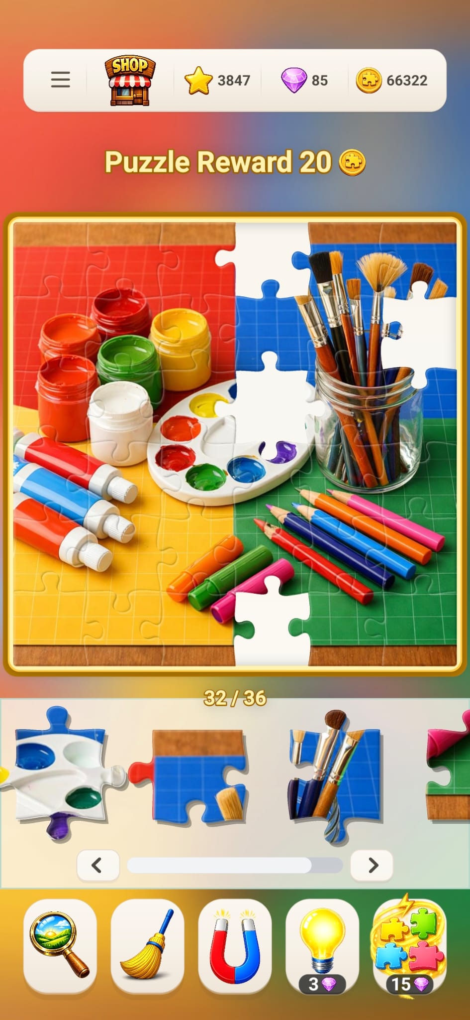 Colorful art supplies jigsaw puzzle