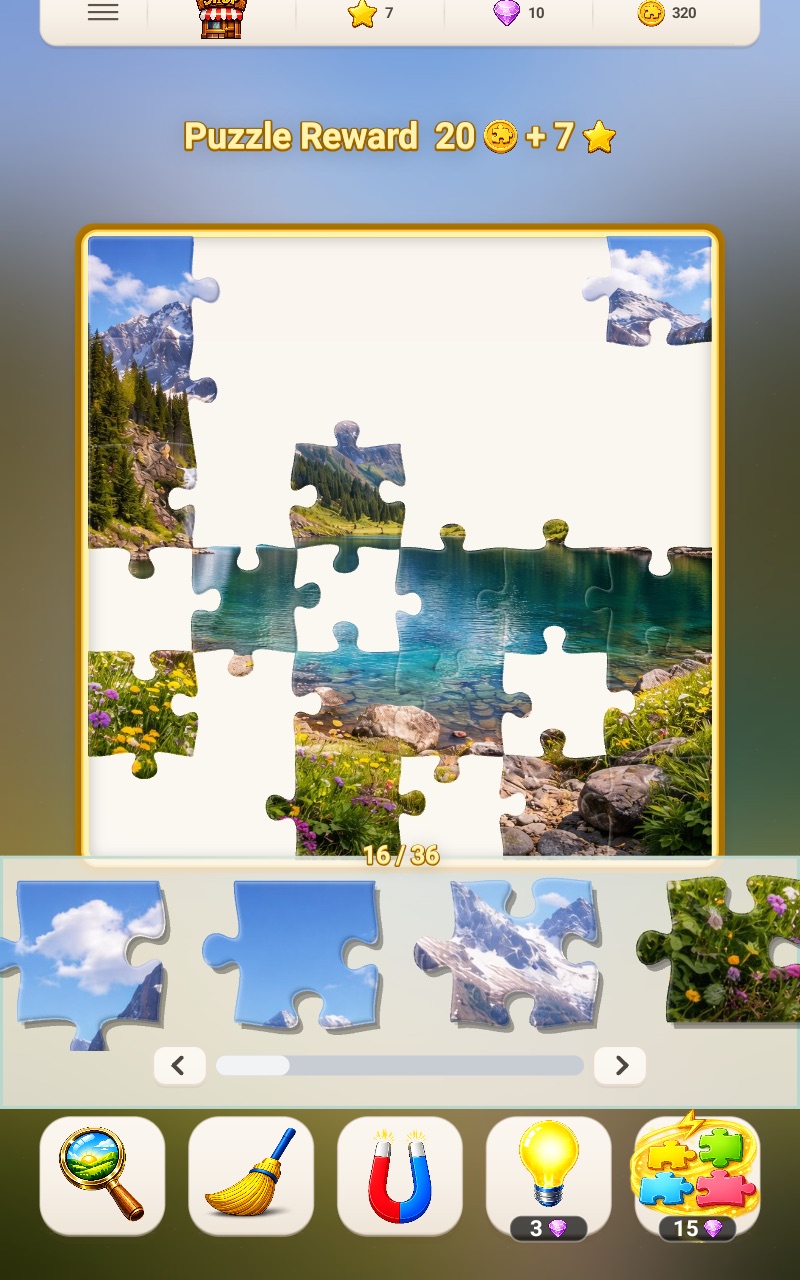 Mountain lake landscape jigsaw puzzle in Fun Journey